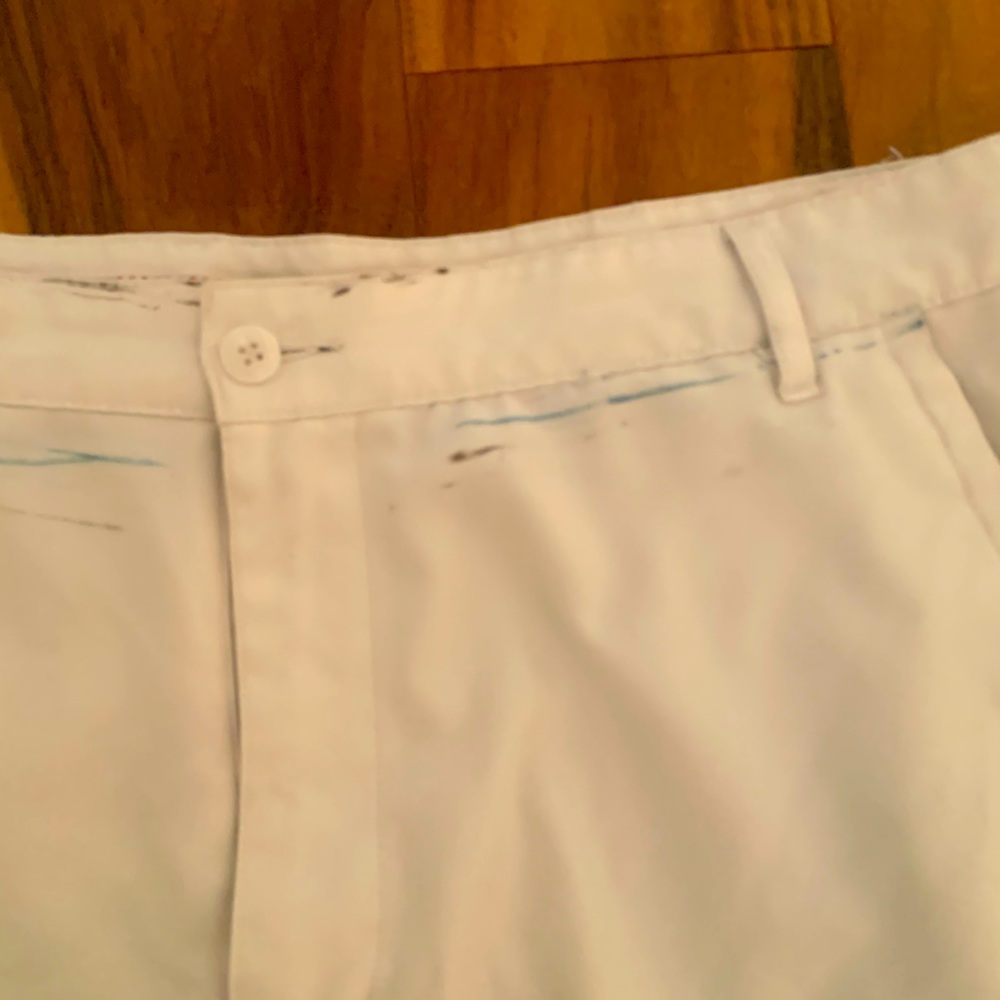 White athletics golf shorts